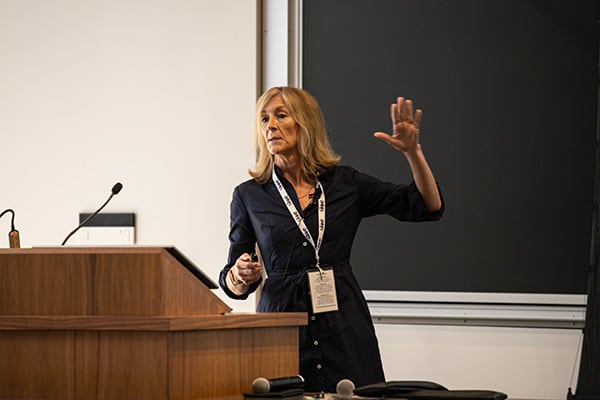 Siwan Anderson delivering the keynote lecture.